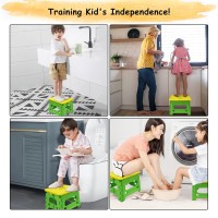 Sumbabo Child Step Stool For Kids And Toddlers Bathroom Sink - Foldable Safety Lock To Stable(1 Pack = Yellow+Green)