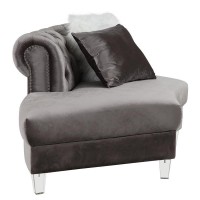 Acme Ninagold 4-Piece Button Tufted Velvet Sectional Sofa In Gray