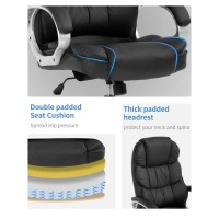 Fdw Office Chair Computer High Back Adjustable Ergonomic Desk Chair Executive Pu Leather Swivel Task Chair With Armrests Lumbar Support (Black)