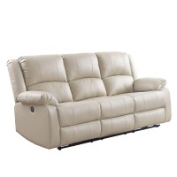 Acme Zuriel Faux Leather Upholstered Power Motion Reclining Sofa in Beige