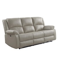 Acme Zuriel Faux Leather Upholstered Power Motion Reclining Sofa in Beige