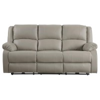 Acme Zuriel Faux Leather Upholstered Power Motion Reclining Sofa in Beige