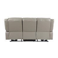 Acme Zuriel Faux Leather Upholstered Power Motion Reclining Sofa in Beige