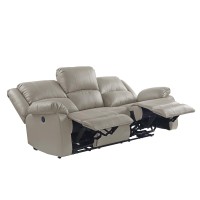 Acme Zuriel Faux Leather Upholstered Power Motion Reclining Sofa in Beige