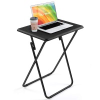 Huanuo Folding Tv Tray Table -Stable Tray Table With No Assembly Required, Tv Dinner Tray For Eating, Foldable Snack Tables For Bed & Sofa (Black)