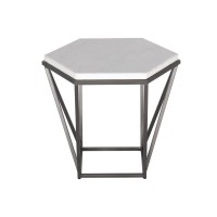 Corvus White Marble Top End Table