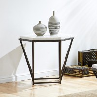 Corvus White Marble Top End Table