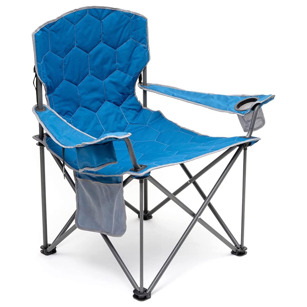 Sunnyfeel Xxl Oversized Camping Chair Heavy Duty 500 Lbs For Big Tall People Above 6'4 Padded Portable Folding Sports Lawn Chairs With Armrest Cup Holder & Pocket For Outdoor/Travel/Picnic/Camp