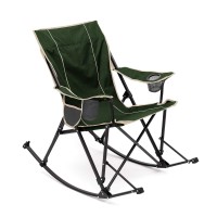 Sunnyfeel Camping Rocking Chair, Folding Lawn Chairs With Cup Holder, Storage Pocket, Mesh Back Recliner For Beach/Outdoor/Travel/Picnic/Patio, Portable Camp Rocker Chair With Carry Bag