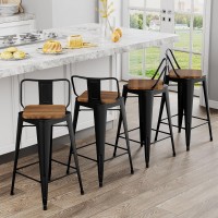 Andeworld 26 Inch Swivel Bar Stools Set Of 4 Counter Height Stools Industrial Metal Barstools (26 Inch, Black)