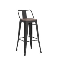 Andeworld 26 Inch Swivel Bar Stools Set Of 4 Counter Height Stools Industrial Metal Barstools (26 Inch, Black)