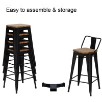 Andeworld 26 Inch Swivel Bar Stools Set Of 4 Counter Height Stools Industrial Metal Barstools (26 Inch, Black)