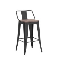 Andeworld 24 Inch Swivel Bar Stools Set Of 4 Counter Height Stools Industrial Metal Barstools (24 Inch, Black)