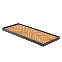 Anji Mountain Black Rubber Bootshoe Tray With Coir Fits 3 Pair 345 Wide Cross Embossed Insert 2 Foot