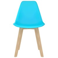vidaXL Dining Chairs 6 Pcs, Accent Chair with Wooden Legs, Side Chair for Home Kitchen Living Room, Scandinavian Style, Blue Plastic