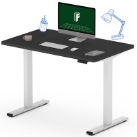 Flexispot En1 Electric Adjustable Height Desk 40 X 24 Inches Small Desk Whole-Piece Desk Ergonomic Memory Controller Standing Desk (White Frame + 40