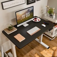 Flexispot En1 Electric Adjustable Height Desk 40 X 24 Inches Small Desk Whole-Piece Desk Ergonomic Memory Controller Standing Desk (White Frame + 40