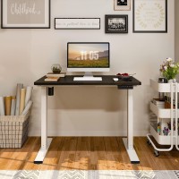 Flexispot En1 Electric Adjustable Height Desk 40 X 24 Inches Small Desk Whole-Piece Desk Ergonomic Memory Controller Standing Desk (White Frame + 40