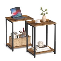 Vasagle Side Tables Set Of 2, Small End Table, Nightstand For Living Room, Bedroom, Office, Bathroom, Rustic Brown And Black Ulet272B01