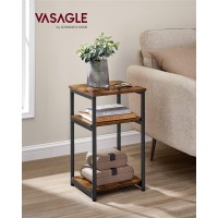 Vasagle Side Table Small End Table Tall Nightstand For Living Room Bedroom Office Bathroom Rustic Brown And Classic Black