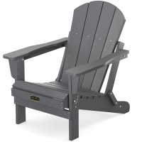 Serwall Adirondack Chair For Patio Garden Outdoors Fire Pit- (Folding Gray)