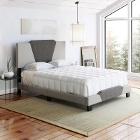 Boyd Sleep Tuscany Upholstered Geometric Brown And Taupe Linen Platform Bed Frame  Queen