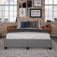 Parma Upholstered Faux Leather Platform Storage Bed  Gray