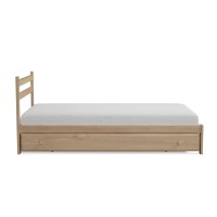 Twin Trundle Bed Wooden Bed Solid Pine Wood With Slats Support Unfinished Single Wooden Bed Frame Suitable For Bedroom And Wheeled Trundle Bed