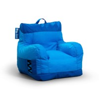 Big Joe Dorm Bean Bag Chair With Drink Holder And Pocket, Two Tone Blue Smartmax, Durable Polyester Nylon Blend, 3 Feet