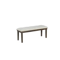 Classic Upholstered Dining Bench Tufted in Linen Fabric Beige