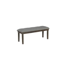 Classic Upholstered Dining Bench Tufted in Linen Fabric Dark Grey