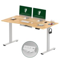 Flexispot En2 Wholepiece Bamboo Standing Desk With Clamp Power Strip 55 X 28 Electric Stand Up Height Adjustable Desk With Cab