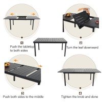 Mfstudio 6-8 Person Outdoor Expandable Rectangle Table Patio Matel Dining Table For Deck,Garden,Courtyard And Indoor,Black