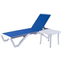 Kozyard Patio Chaise Lounge Chair Full Flat Alumium Resin Legs Outdoor Reclining Adjustable Chair For Sunbathing Beach Pa