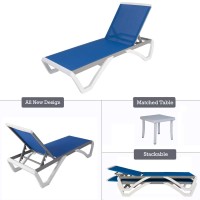 Kozyard Patio Chaise Lounge Chair Full Flat Alumium Resin Legs Outdoor Reclining Adjustable Chair For Sunbathing Beach Pa