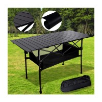 Top Aluminum Camping Table,Easy Carry Folding Table With Storage Bag Heavy Duty Rv Bbq Cooking Indoor Outdoor