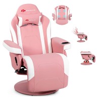 Powerstone Gaming Recliner Massage Gaming Chair With Cup Holder Ergonomic Pu Leather Single Sofa With Footrest And Side Pouch, Adjustable Living Room Chair Home Theater Seating (Pink)