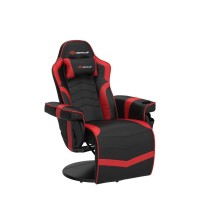 Powerstone Gaming Recliner Massage Gaming Chair With Footrest Ergonomic Pu Leather Single Sofa With Cup Holder Headrest And Side Pouch, Adjustable Living Room Chair Seating, Red