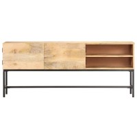 Vidaxl Sideboard, Buffet Cabinet With Open Shelf, Entry Table Hall Cabinet For Home Office Living Room, Farmhouse Style, Solid Wood Mango