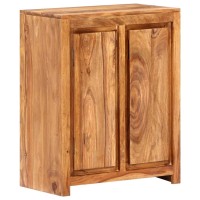 Vidaxl Solid Sheesham Wood Sideboard - Compact Storage With Vintage Style - Featuring Natural Grains, Double Door Design, And Honey Brown Finish