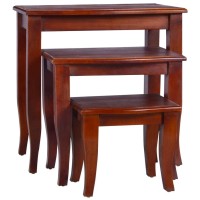 vidaXL Side Table Set of 2, End Table with Carved Feet, Nesting Coffee Table for Living Room, Home Furnishing, Retro, Brown Solid Wood Mahogany