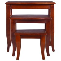 vidaXL Side Table Set of 2, End Table with Carved Feet, Nesting Coffee Table for Living Room, Home Furnishing, Retro, Brown Solid Wood Mahogany