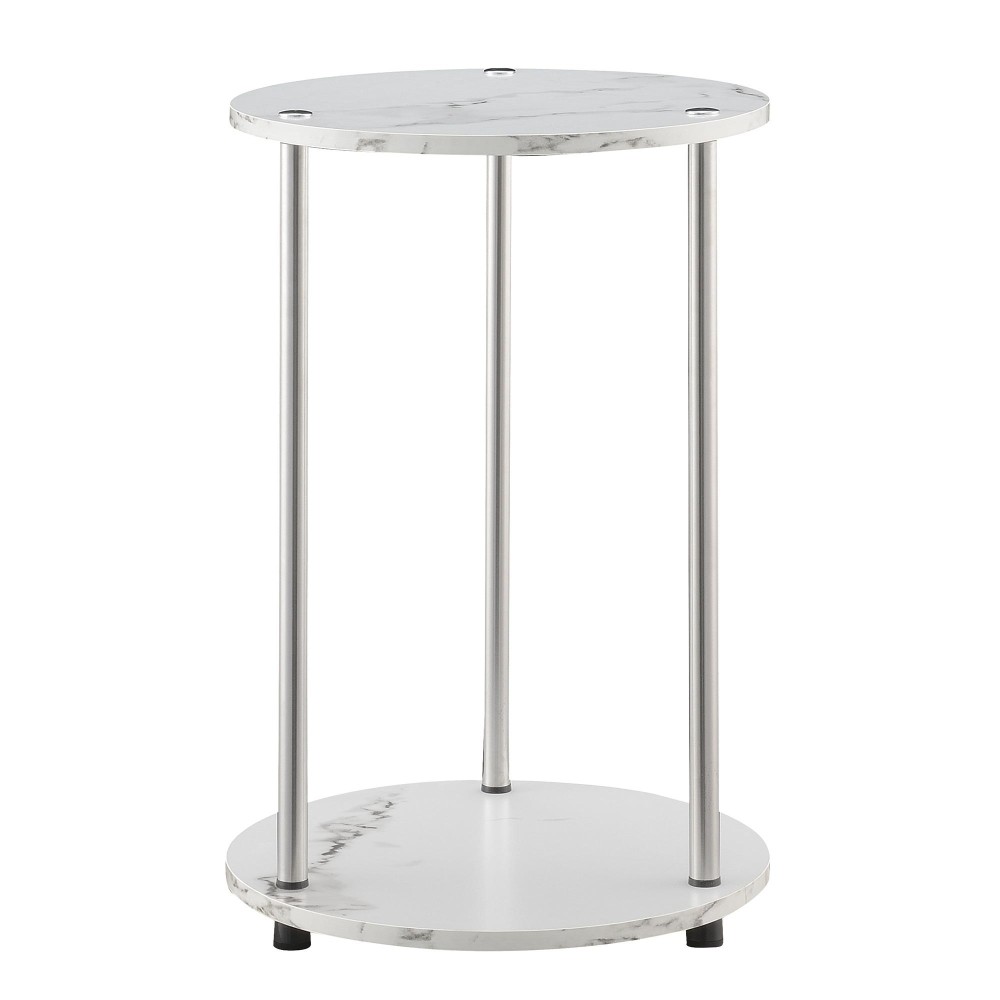 Convenience Concepts Designs2Go No Tools 2Tier Round End Table Faux White Marblechrome