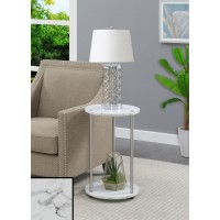 Convenience Concepts Designs2Go No Tools 2Tier Round End Table Faux White Marblechrome