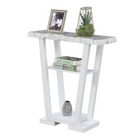 Convenience Concepts Newport V Console Faux White Marblewhite