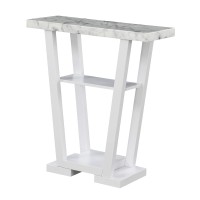 Convenience Concepts Newport V Console Faux White Marblewhite