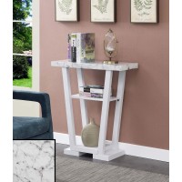 Convenience Concepts Newport V Console Faux White Marblewhite