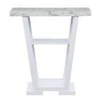 Convenience Concepts Newport V Console Faux White Marblewhite