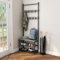 Meerveil Coat Rack Stand, 70 X 32 X 175 Cm, Gray