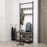 Meerveil Coat Rack Stand, 70 X 32 X 175 Cm, Gray